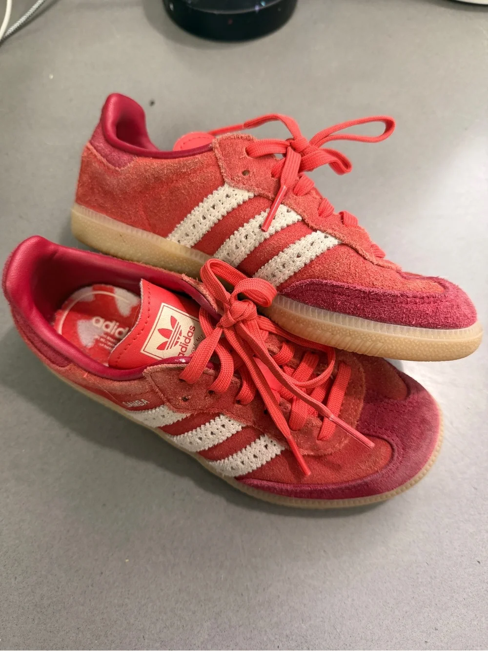 adidas Samba Kids Red Suede Sneakers with White Stripes